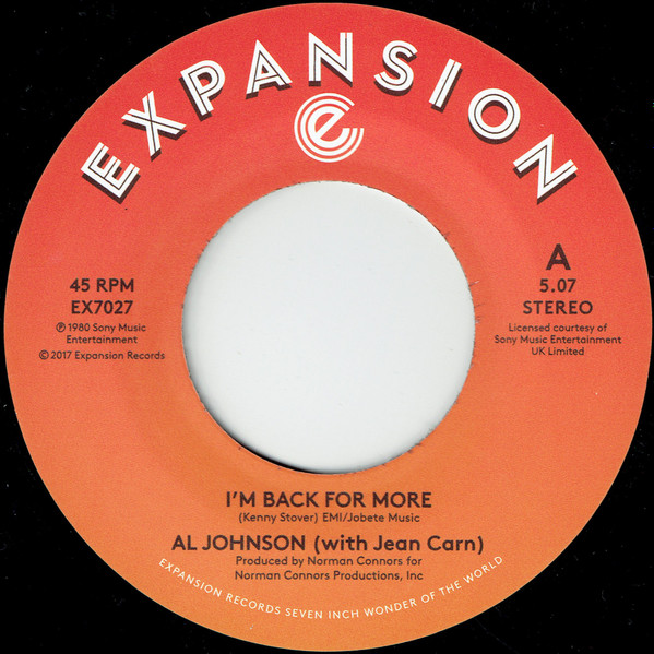 Al Johnson With Jean Carn / Al Johnson - I'm Back For More / I've Got My Second Wind | Expansion (EX7027) Al Johnson With Jean Carn / Al Johnson - I'm Back For More / I've Got My Second Wind | Expansion (EX7027)