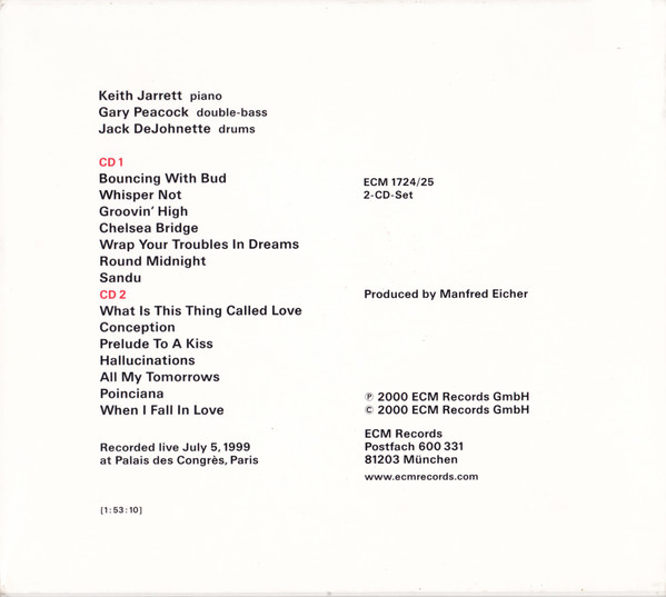 Keith Jarrett / Gary Peacock / Jack DeJohnette - Whisper Not (Live In Paris 1999) | ECM Records (ECM 1724/25) - 2 Keith Jarrett / Gary Peacock / Jack DeJohnette - Whisper Not (Live In Paris 1999) | ECM Records (ECM 1724/25) - 2
