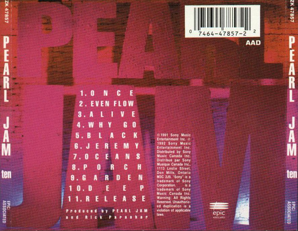 Pearl Jam - Ten [CD] | Epic Associated (ZK 47857) - 2