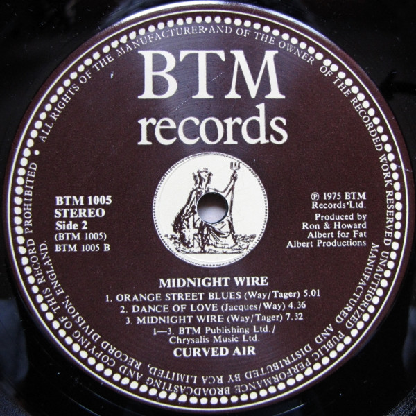 Curved Air - Midnight Wire | BTM Records (BTM 1005) - 4 Curved Air - Midnight Wire | BTM Records (BTM 1005) - 4