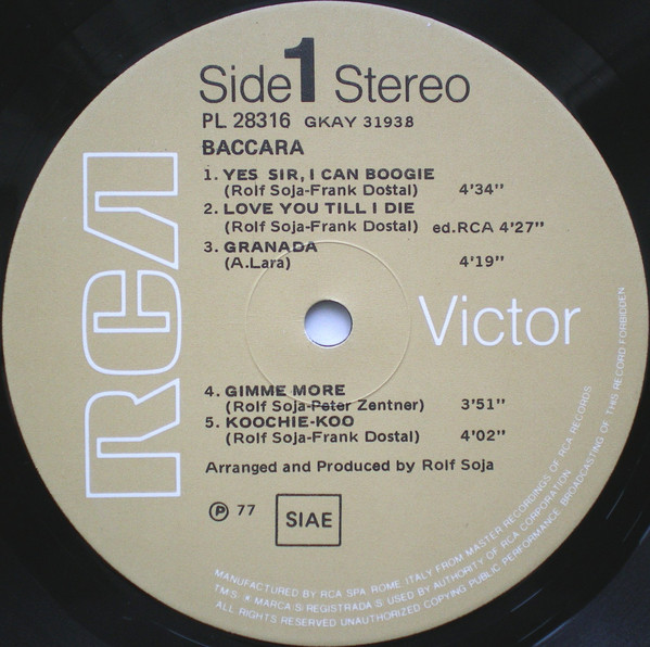 Baccara - Baccara | RCA (PL 28316) - 3 Baccara - Baccara | RCA (PL 28316) - 3