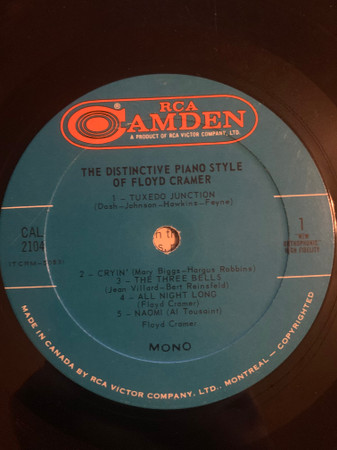 Floyd Cramer - The Distinctive Piano Style Of Floyd Cramer | RCA Camden (CAL-2104) - 3