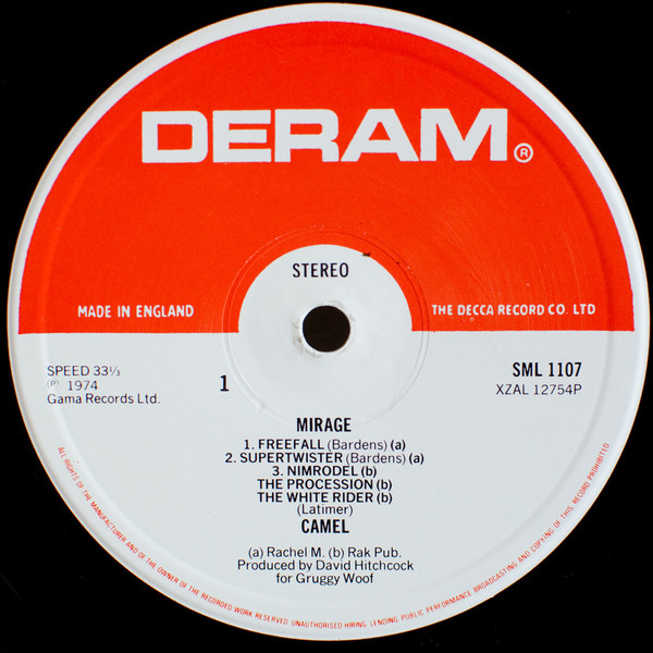 Camel - Mirage | Deram (SML 1107) - 2