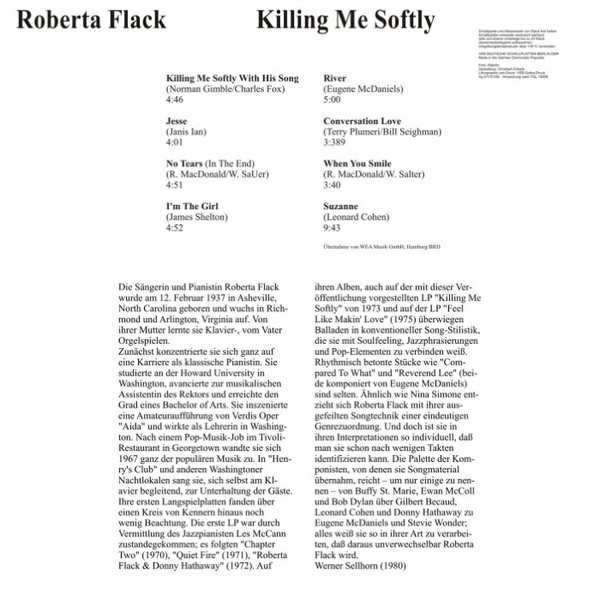 Roberta Flack - Killing Me Softly | Atlantic (7567-81540-2) - 4