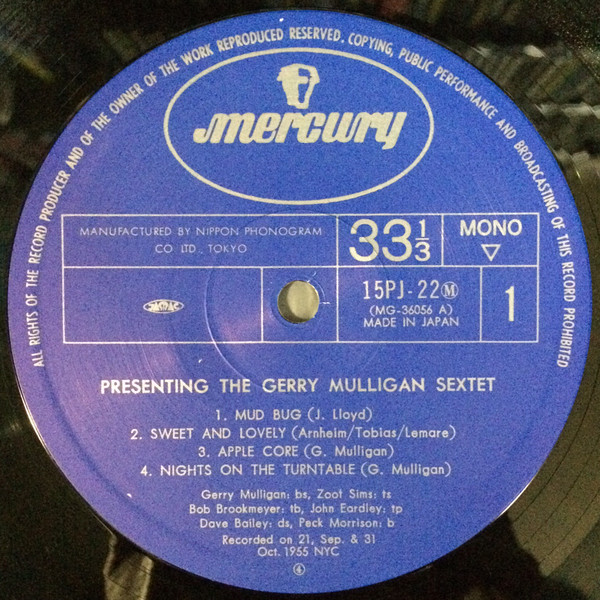 Gerry Mulligan And His Sextet - Presenting The Gerry Mulligan Sextet | EmArcy (15PJ-22(M)) - 3 Gerry Mulligan And His Sextet - Presenting The Gerry Mulligan Sextet | EmArcy (15PJ-22(M)) - 3