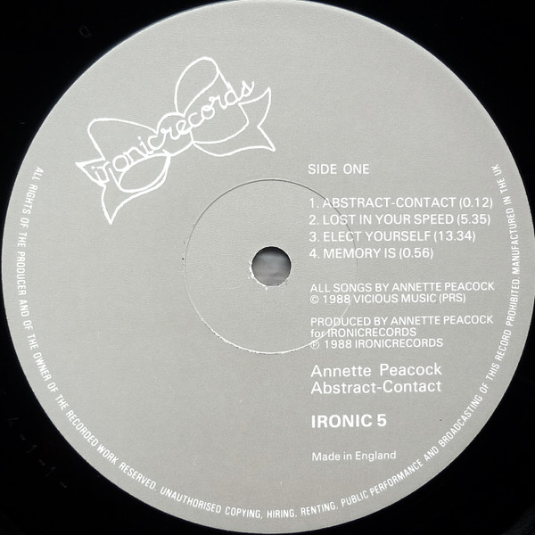 Annette Peacock - Abstract-Contact | Ironic Records (IRONIC 5) - main