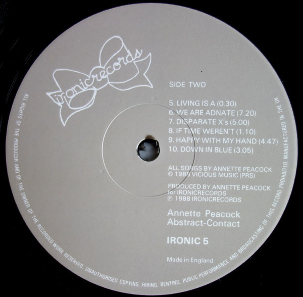 Annette Peacock - Abstract-Contact | Ironic Records (IRONIC 5) - 2