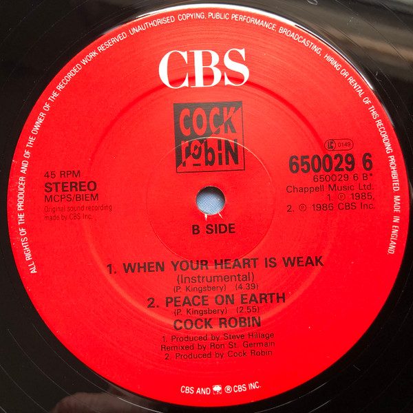 Cock Robin - When Your Heart Is Weak | CBS (650029 6) - 4