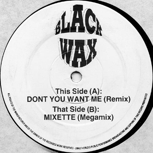The Human League / Roxette - Dont You Want Me (Remix) / Mixette (Megamix) | Black Wax (MK4)