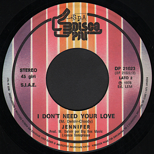 Jennifer - I Lost A Dream | Disco Più (DP 21023) - 4