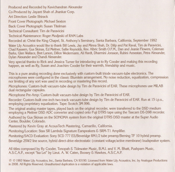 Ry Cooder , Vishwa Mohan Bhatt - A Meeting By The River | Water Lily Acoustics (CAPW 29 SA) - 3 Ry Cooder , Vishwa Mohan Bhatt - A Meeting By The River | Water Lily Acoustics (CAPW 29 SA) - 3