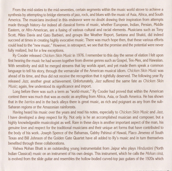 Ry Cooder , Vishwa Mohan Bhatt - A Meeting By The River | Water Lily Acoustics (CAPW 29 SA) - 4 Ry Cooder , Vishwa Mohan Bhatt - A Meeting By The River | Water Lily Acoustics (CAPW 29 SA) - 4