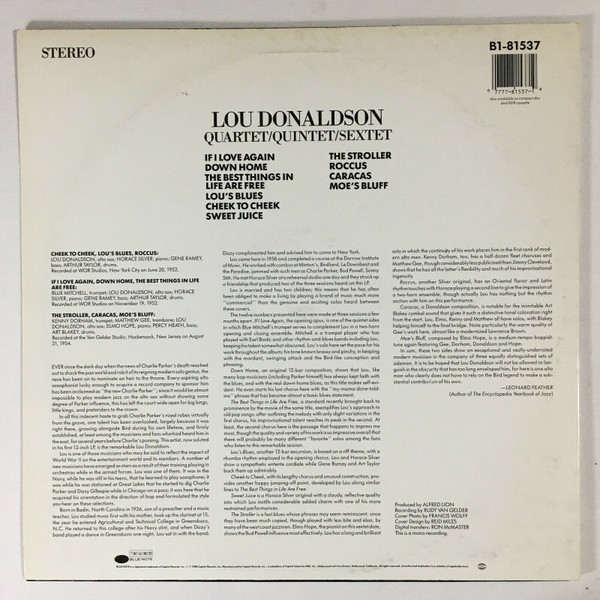 Lou Donaldson - Quartet / Quintet / Sextet | Blue Note (B1-81537) - 2 Lou Donaldson - Quartet / Quintet / Sextet | Blue Note (B1-81537) - 2