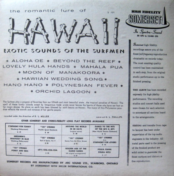 The Surfmen - Hawaii [Vinyl] | Somerset (S 171) - 2