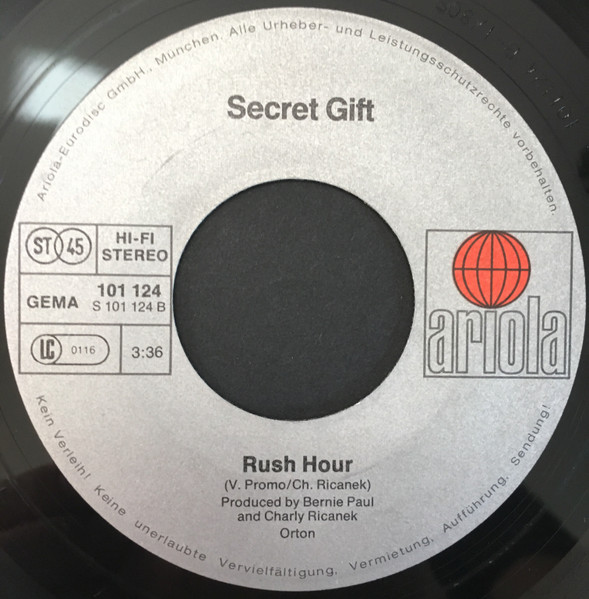 Secret Gift - Bass-Line / Rush Hour | Ariola (101 124) - 3