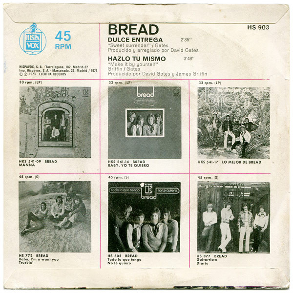 Bread - Dulce Entrega / Hazlo Tu Mismo | Elektra (HS 903) - 2