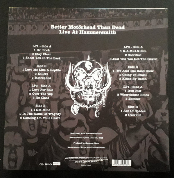 Motörhead - Better Motörhead Than Dead - Live At Hammersmith (4LP) [Vinyl] | BMG (BMGCAT374QLP) - 2