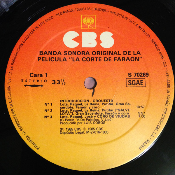 Ana Belén / Antonio Banderas / Quique Camoiras / Millán Salcedo - La Corte De Faraón (Banda Sonora Original De La Película) | CBS (S 70269) - 3