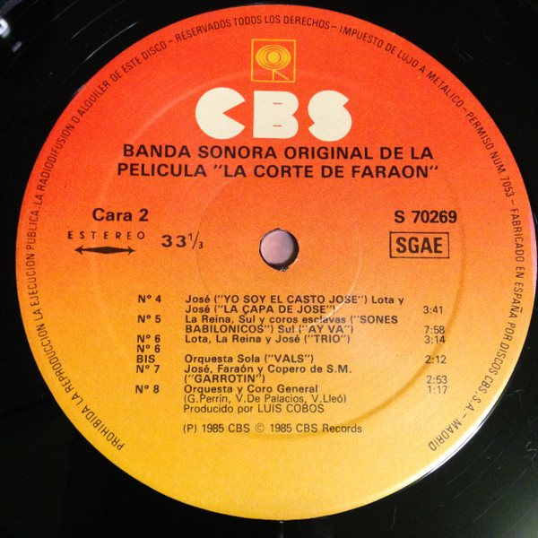 Ana Belén / Antonio Banderas / Quique Camoiras / Millán Salcedo - La Corte De Faraón (Banda Sonora Original De La Película) | CBS (S 70269) - 4