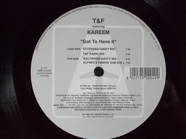 T&F Featuring Kareem - Got To Have It | Airplane! Records (ARP 21023) - 3 T&F Featuring Kareem - Got To Have It | Airplane! Records (ARP 21023) - 3