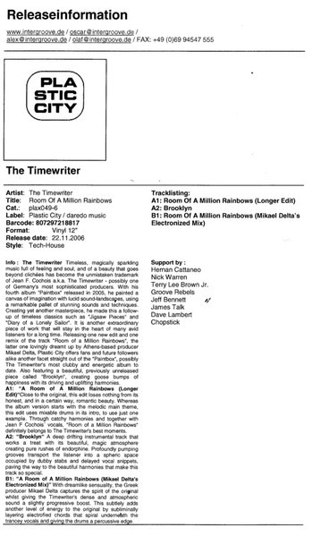 The Timewriter - Room Of A Million Rainbows | Plastic City (PLAX049-6) - main