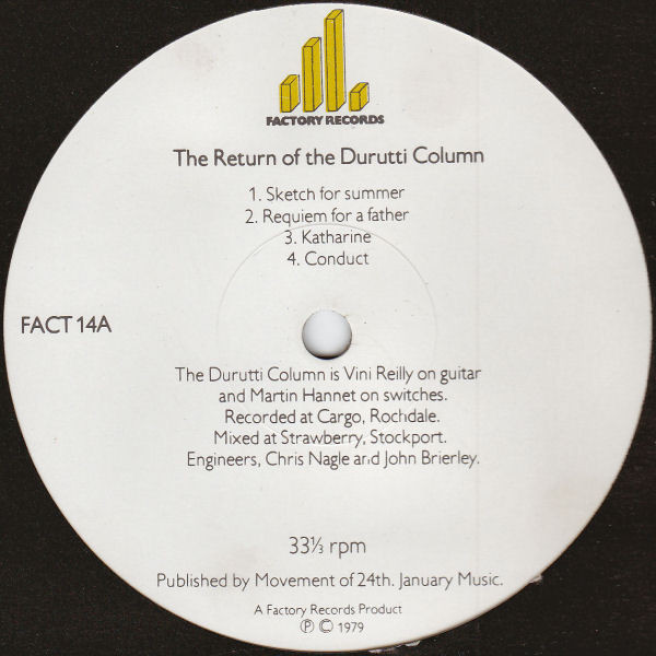 The Durutti Column - The Return Of The Durutti Column | Factory (FACT 14) - main