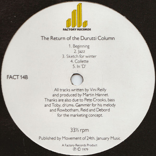 The Durutti Column - The Return Of The Durutti Column | Factory (FACT 14) - 2