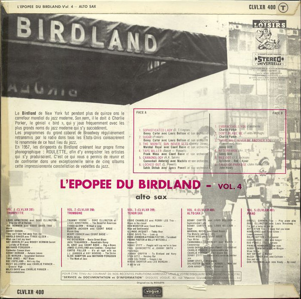 Various - L'epopee Du Birdland Vol.4 - L'alto Sax | Roulette (CLVLXR 400) - 2 Various - L'epopee Du Birdland Vol.4 - L'alto Sax | Roulette (CLVLXR 400) - 2