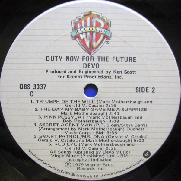 Devo - Duty Now For The Future | Warner Bros. Records (QBS 3337) - 4 Devo - Duty Now For The Future | Warner Bros. Records (QBS 3337) - 4