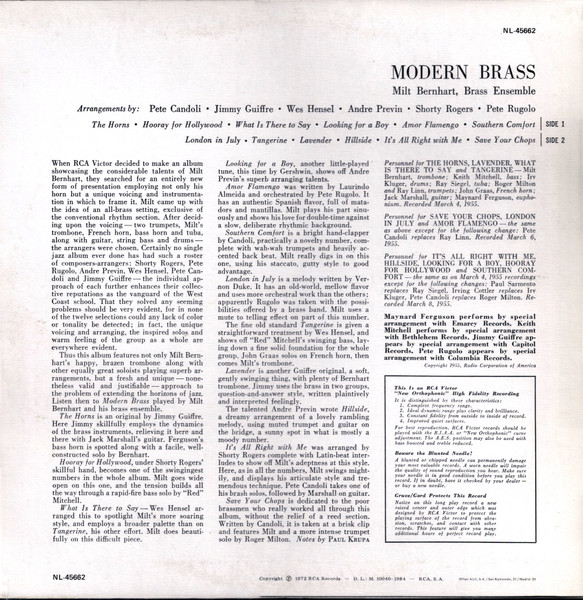 Milt Bernhart Brass Ensemble - Modern Brass | RCA (NL-45662) - 2 Milt Bernhart Brass Ensemble - Modern Brass | RCA (NL-45662) - 2