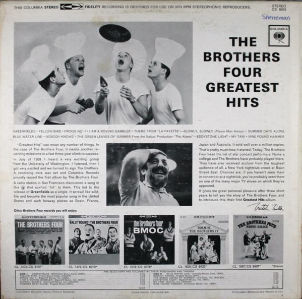 The Brothers Four - Greatest Hits | Columbia (CS 8603) - 2