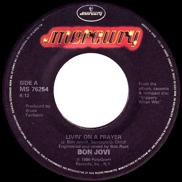 Bon Jovi - Livin' On A Prayer | Mercury (MS 76254)
