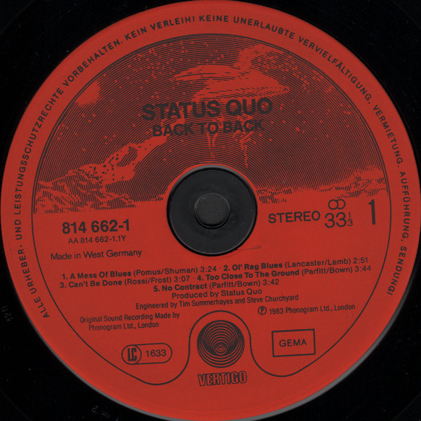 Status Quo - Back To Back | Vertigo (814 662-1) - 3 Status Quo - Back To Back | Vertigo (814 662-1) - 3