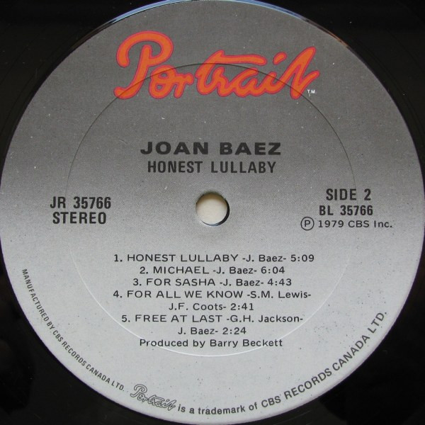 Joan Baez - Honest Lullaby | Portrait (JR 35766) - 4 Joan Baez - Honest Lullaby | Portrait (JR 35766) - 4