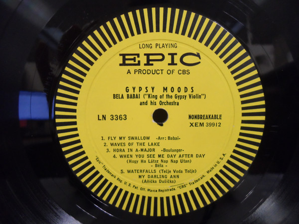 Bela Babai And His Orchestra - Gypsy Moods | Epic (LN 3363) - 3