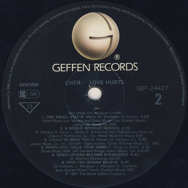 Cher - Love Hurts | Geffen Records (GEF 24427) - 4 Cher - Love Hurts | Geffen Records (GEF 24427) - 4