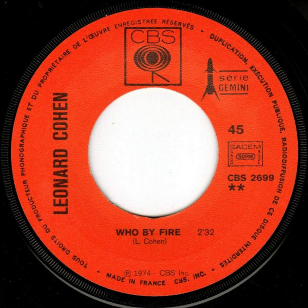 Leonard Cohen - Lover Lover Lover / Who By Fire | CBS (CBS 2699) - 3