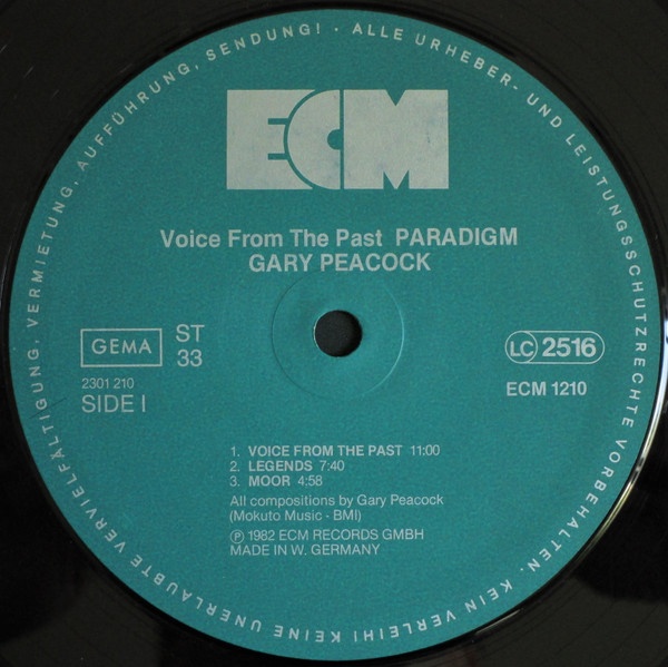 Gary Peacock - Voice From The Past - PARADIGM | ECM Records (ECM 1210) - 3 Gary Peacock - Voice From The Past - PARADIGM | ECM Records (ECM 1210) - 3