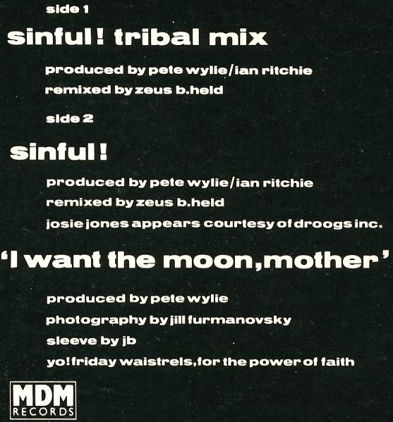 Pete Wylie And The Oedipus Wrecks - Sinful! (Tribal Mix) | Virgin (VINX 126) - 2