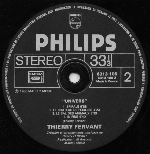 Thierry Fervant - Univers | Philips (6313 106) - 3 Thierry Fervant - Univers | Philips (6313 106) - 3