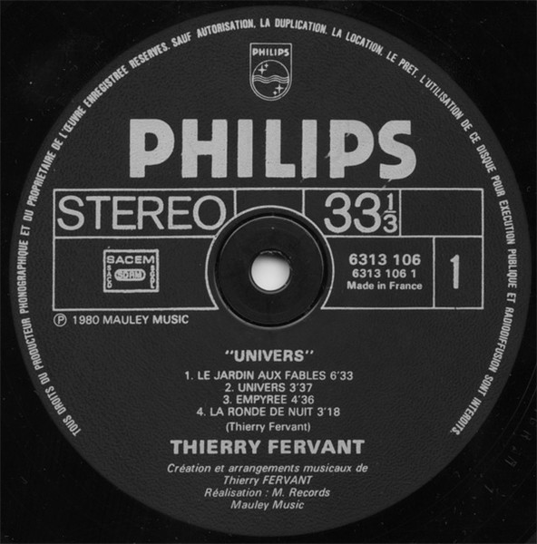 Thierry Fervant - Univers | Philips (6313 106) - 2 Thierry Fervant - Univers | Philips (6313 106) - 2