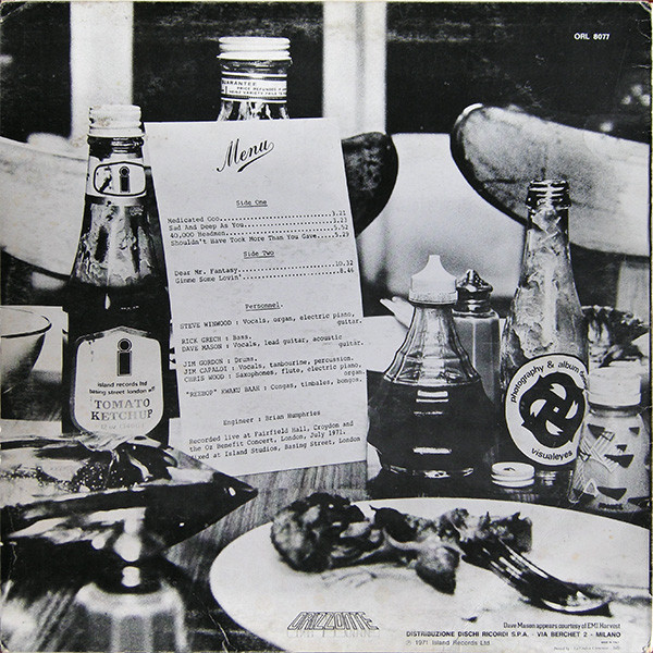 Steve Winwood , Jim Capaldi , Dave Mason , Chris Wood , Rick Grech , Rebop Kwaku Baah , Jim Gordon - Welcome To The Canteen | Island Records (ORL 8077) - 2 Steve Winwood , Jim Capaldi , Dave Mason , Chris Wood , Rick Grech , Rebop Kwaku Baah , Jim Gordon - Welcome To The Canteen | Island Records (ORL 8077) - 2