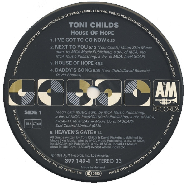 Toni Childs - House Of Hope. | A&M Records (397 1 49-1) - 3