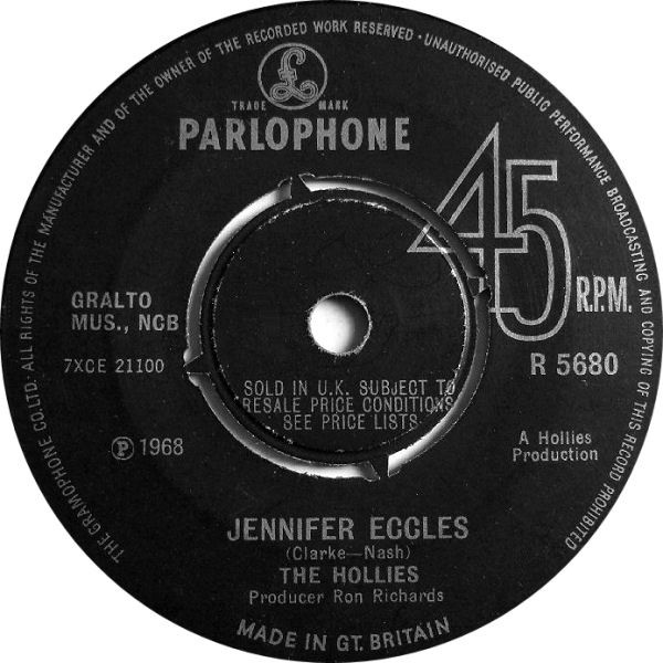 The Hollies - Jennifer Eccles | Parlophone (R 5680)