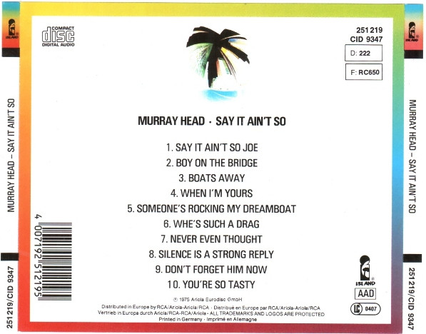 Murray Head - Say It Ain't So | Island Records (251 219) - 2