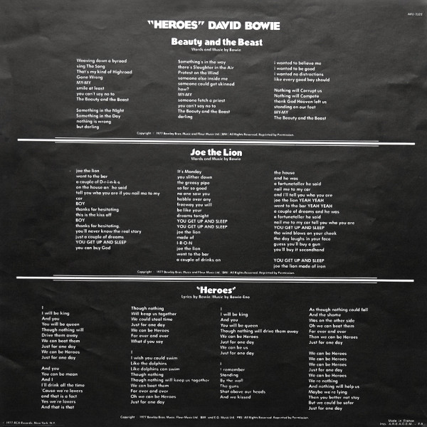 David Bowie - "Heroes" | RCA Victor (PL 42373) - 3 David Bowie - "Heroes" | RCA Victor (PL 42373) - 3