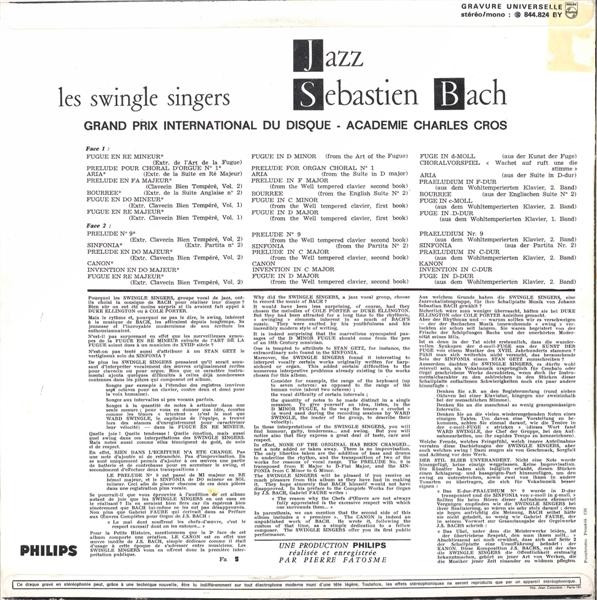 Les Swingle Singers - Jazz Sébastien Bach | Philips (844.824 BY) - 2 Les Swingle Singers - Jazz Sébastien Bach | Philips (844.824 BY) - 2