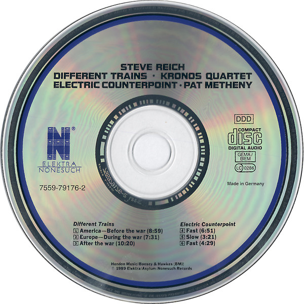 Steve Reich - Kronos Quartet / Pat Metheny - Different Trains / Electric Counterpoint | Elektra Nonesuch (7559-79176-2) - 3 Steve Reich - Kronos Quartet / Pat Metheny - Different Trains / Electric Counterpoint | Elektra Nonesuch (7559-79176-2) - 3