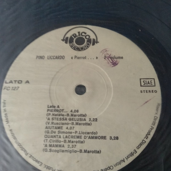 Pino Liccardo - Pierrot - Volume 2 | Rico Record (FC 127) - 3 Pino Liccardo - Pierrot - Volume 2 | Rico Record (FC 127) - 3