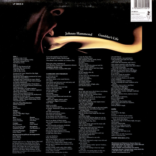 Johnny Hammond - Gambler's Life | Soul Brother Records (LP SBCS 9) - 2 Johnny Hammond - Gambler's Life | Soul Brother Records (LP SBCS 9) - 2